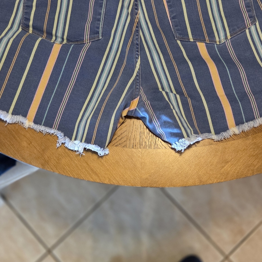 Judy Blue 3x Striped Frayed Hem Shorts